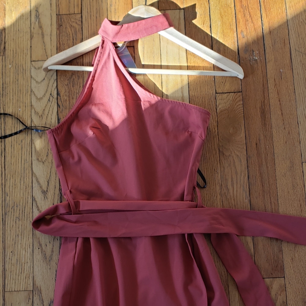 Missguided burnt orange one shoulder dress